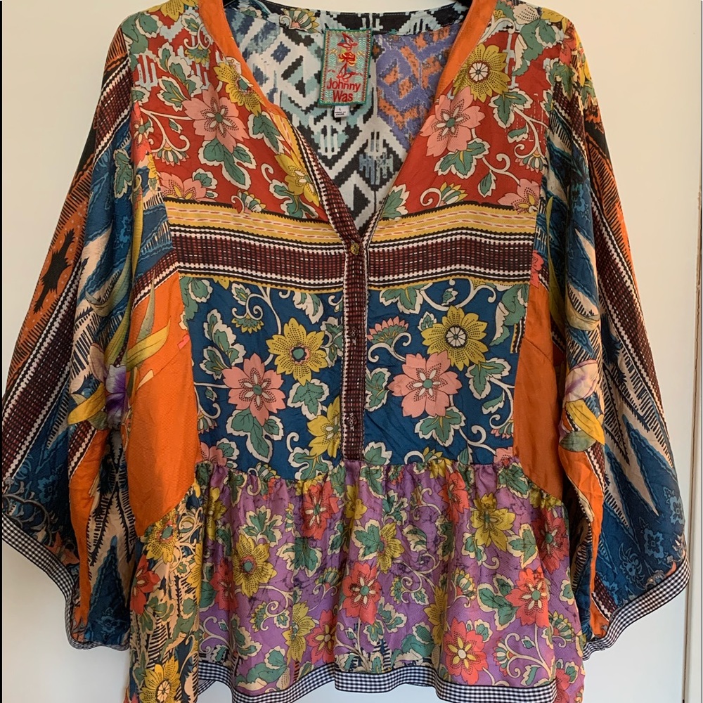 JohnnyWas Multi Floral Silk Top